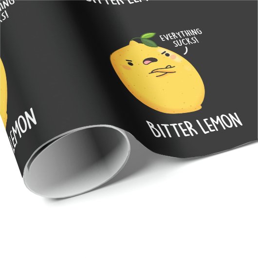 Bitter Lemon Funny Fruit Pun Dark BG Cadeaupapier (Rol Hoek)