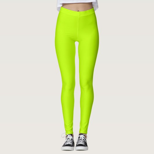Bitter limoengroen Effen kleur Leggings (Voorkant)