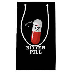 Bitter Pill Funny Medicine Pun Dark BG Klein Cadeauzakje