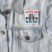 Bitter, Pistool-Toting Patriot Oom Sam Gear Vierkante Button 5,1 Cm (In situ)