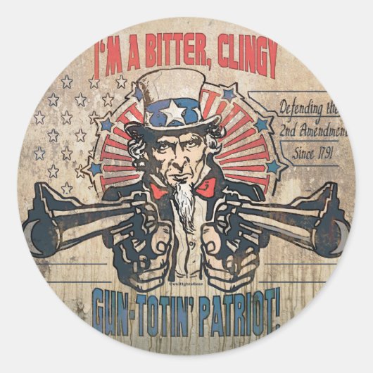 Bitter, Pistool-toting-patriot Ronde Sticker (Voorkant)