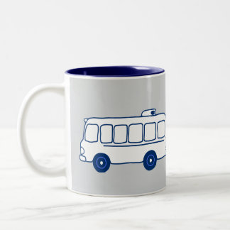 Bittere bus op weg naar het medelijden feestje tweekleurige koffiemok