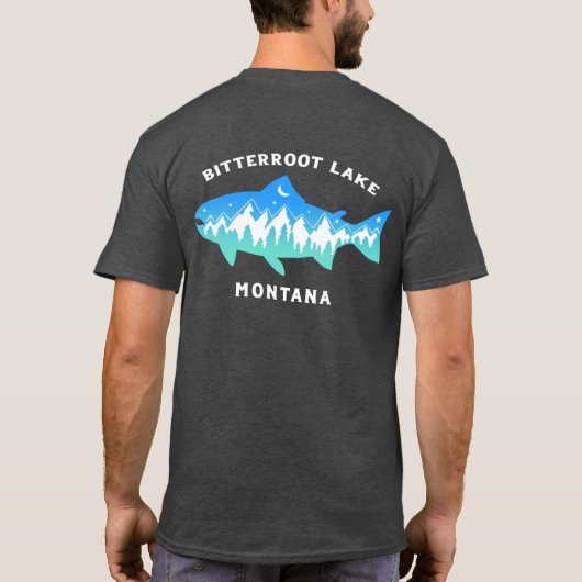 Bitterroot Lake MT donker shirt - ontwerp achteraa (Achterkant)