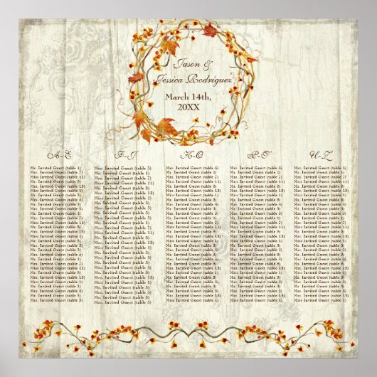 Bittersweet Fall - Table de réception Tableau de s (Devant)