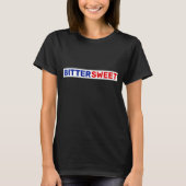 Bitterzoet in Blauw en Rode Tekst T-shirt (Voorkant)
