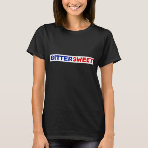 Bitterzoet in Blauw en Rode Tekst T-shirt