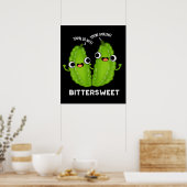 Bitterzoete Funny Bitter Gourd Pun Dark BG Poster (Keuken)