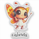 Bitty Papillon Sticker Vinyl Personnalisé (Devant)