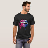Biual Lip Bite Drip Bi Pride Flag Biuality Lgbtq T-shirt (Voorkant volledig)
