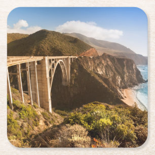 Bixby Bridge, Big Sur, California, Verenigde State Vierkante Kartonnen Onderzetter