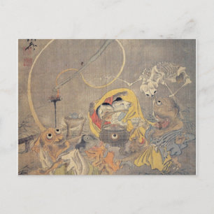 Bizarre Ancient Japanese Painting of Demons Briefkaart