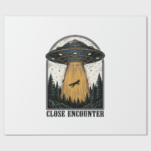 Bizarre bosontvoering vintage UFO-gravure Cadeaupapier