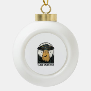 Bizarre bosontvoering vintage UFO-gravure Keramische Bal Ornament