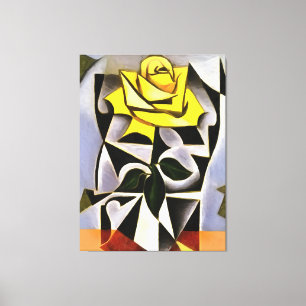 Bizarre Geometric Yellow Rose Art Canvas Afdruk