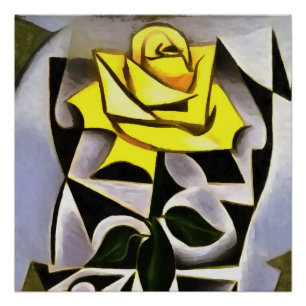 Bizarre Geometric Yellow Rose Art Perfect Poster