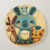 Bizarre jaune animaux Coussin rond (Dos)