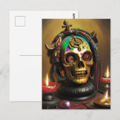 Bizarre kleurrijke schedel briefkaart (Voorkant / Achterkant)