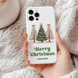 Bizarre luipaardprint kerstbomen aangepaste naam iPhone 15 mini hoesje