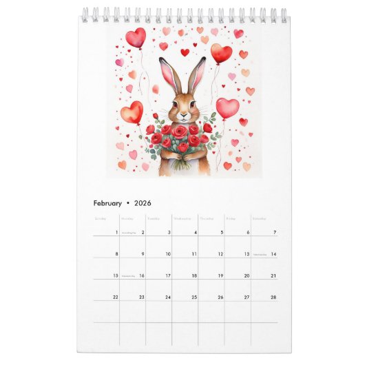 Bizarre, mignon Hares 2025 Calendrier (Feb 2026)