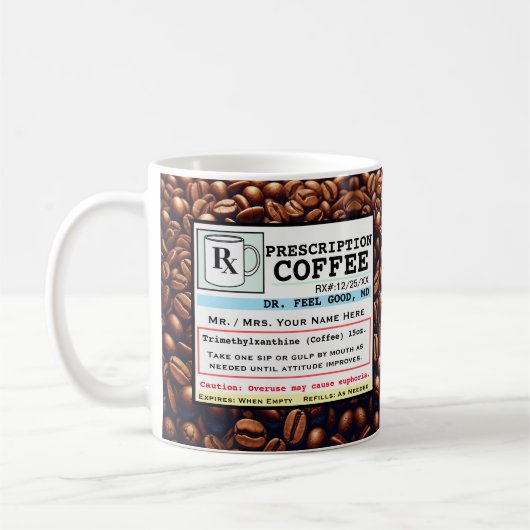 Bizarre Prescription RX Café Personnalisable Mug (Gauche)