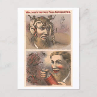 Bizarre vintage advertentie voor Wolcott-medicijn Briefkaart