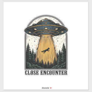 Bizarre Woud Ontvoering Vintage UFO Gravure Sticker
