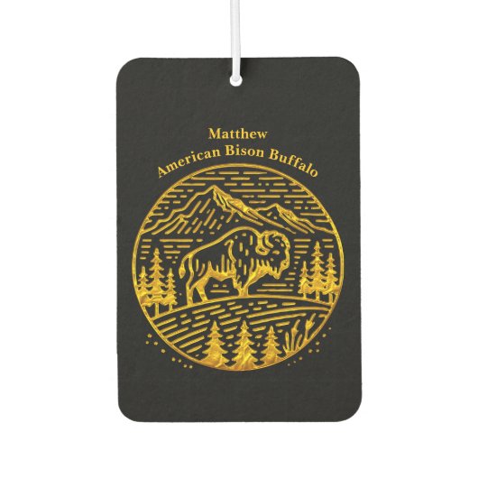 Bizon bij zonsondergang in berglandschap luchtverfrisser (Voorkant)