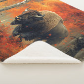 Bizon in de herfstkunst van Bossen Sherpa Deken (3/4)