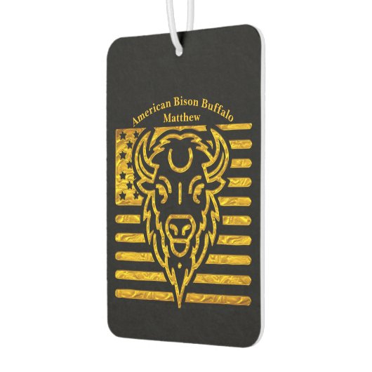 Bizon met Amerikaanse vlag achtergrond Luchtverfrisser (Links)