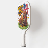 Bizon met Amerikaanse vlag in gras Pickleball Paddle (Links)
