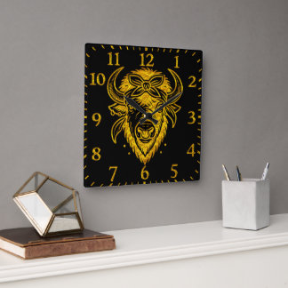 Bizon met bandana in grafische stijl vierkante klok