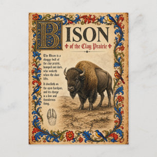 Bizon, Middeleeuwse Bestiarium Kunst Briefkaart