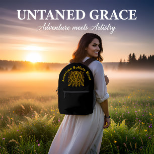 Bizonontwerp met veren en geometrische patronen bedrukte rugzak