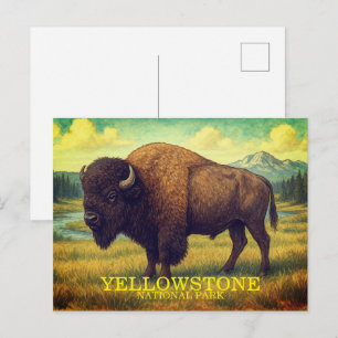 Bizons van Yellowstone National Park, Wyoming Briefkaart