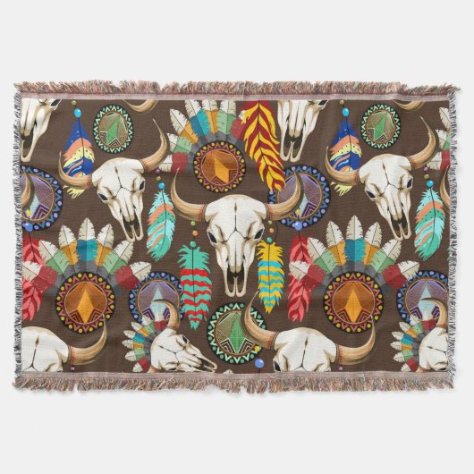Bizonschedel Native American embleem Deken (Voorkant)