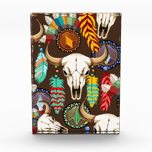 Bizonschedel Native American embleem Fotoblokken (Voorkant)