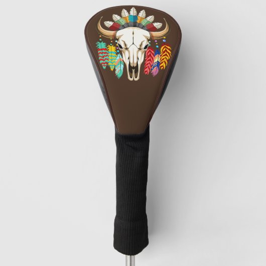 Bizonschedel Native American embleem Golfheadcover (Voorkant)