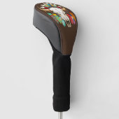 Bizonschedel Native American embleem Golfheadcover (Schuin)