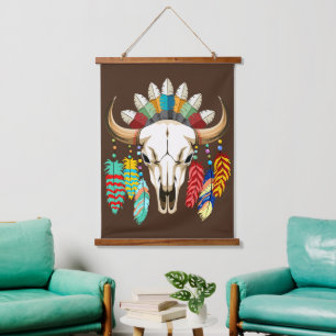 Bizonschedel Native American embleem Hangend Wandkleed