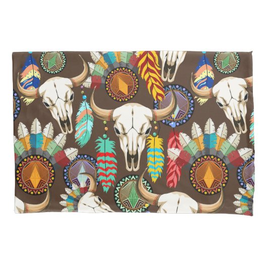 Bizonschedel Native American embleem Kussensloop (Voorkant)