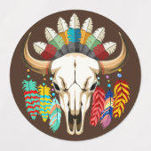 Bizonschedel Native American embleem Labels (Design 1)