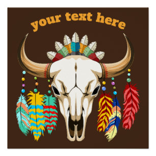 Bizonschedel Native American embleem Perfect Poster