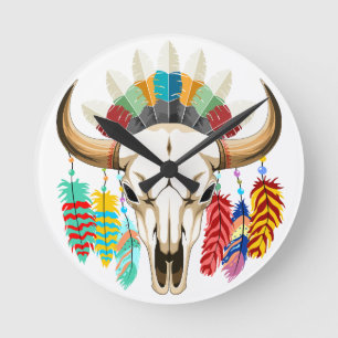Bizonschedel Native American embleem Ronde Klok