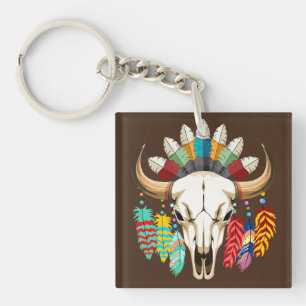 Bizonschedel Native American embleem Sleutelhanger