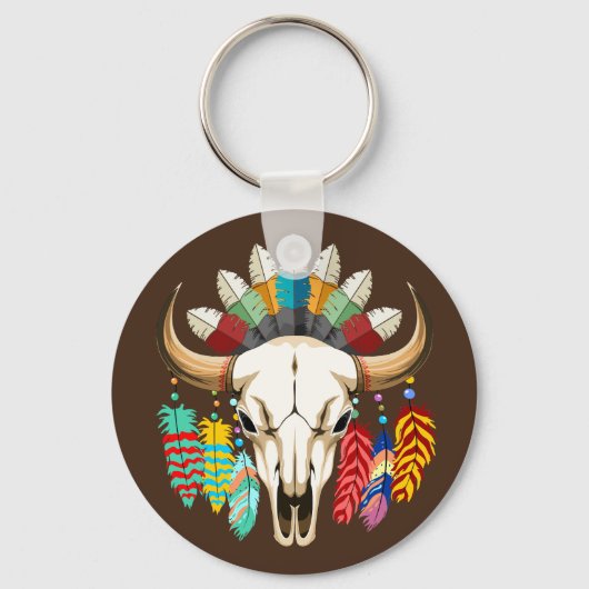 Bizonschedel Native American embleem Sleutelhanger (Voorkant)