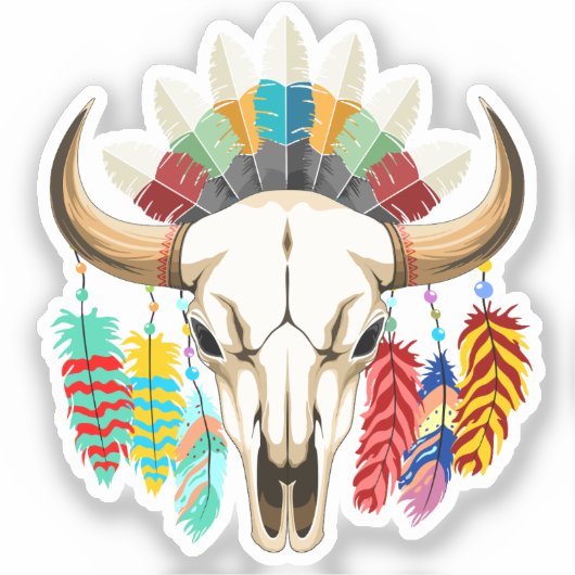 Bizonschedel Native American embleem Sticker (Voorkant)