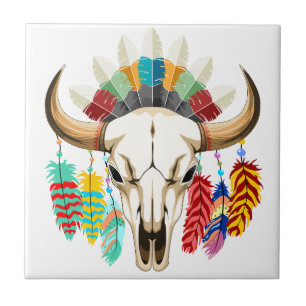 Bizonschedel Native American embleem Tegeltje