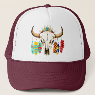 Bizonschedel Native American embleem Trucker Pet