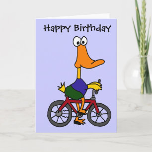 BJ- Duck Riding Bicycle Cartoon Kaart