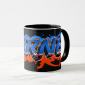 Bjarne Vorname Name Graffiti blue orange Tasse Mok (Voorkant rechts)